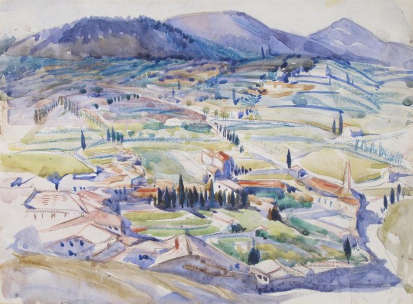 A Tuscan landscape by Hercules Brabazon Brabazon
